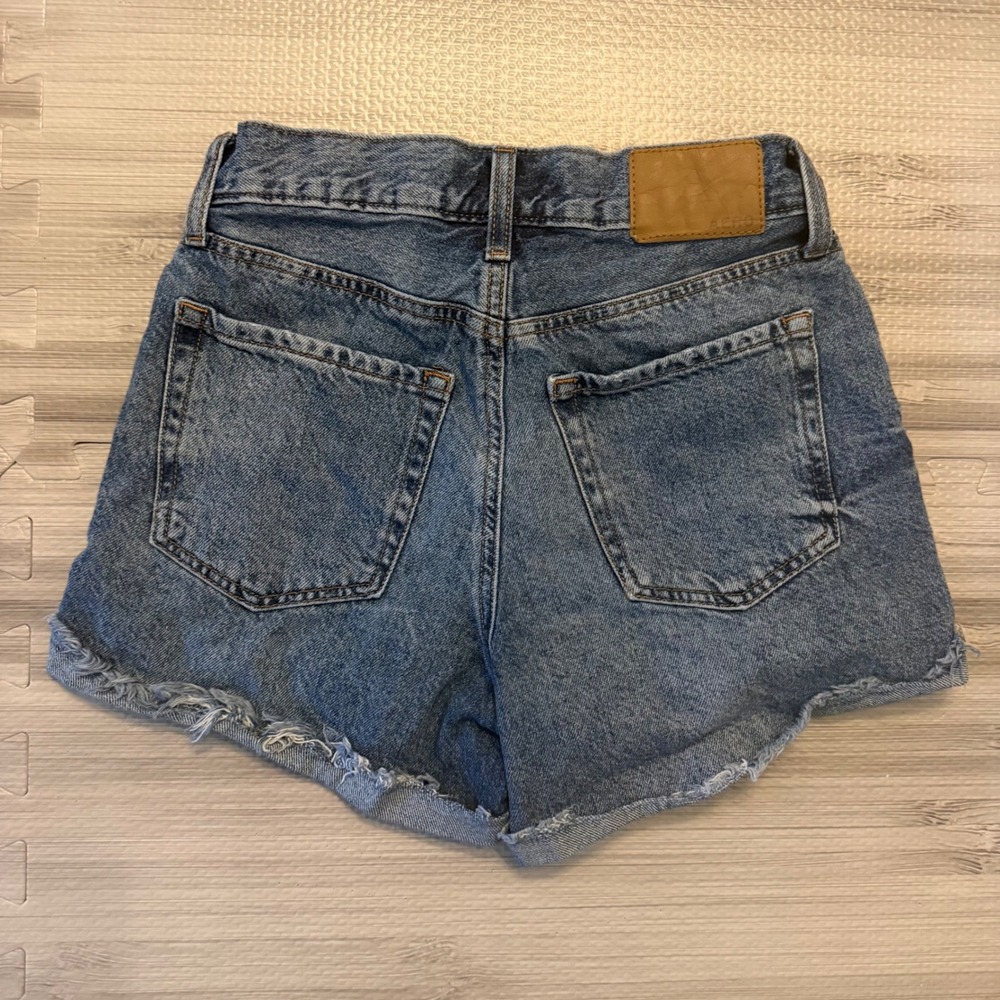 Aeropostale Mom Short Womens 0 Blue Distressed High Rise Denim Cut Offs Grunge - Picture 2 of 11